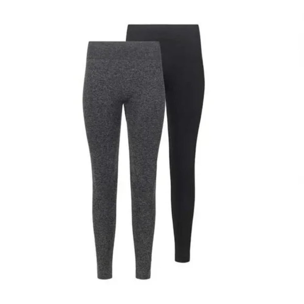 NEW Catherine Melandrino Fleece Lined Seamless Leggings 2 Pack
